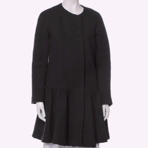 Black Milly Wool Drop Waist Flounce Coat • Size 0